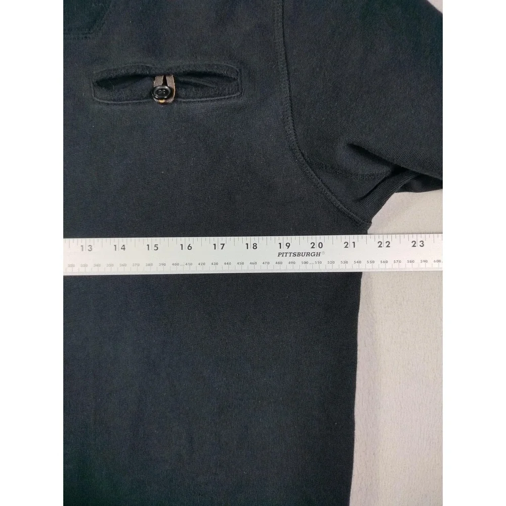 Billy Reid Sweatshirt Mens Large Gray Fleece Mock Neck Pullover Elbow Patch